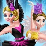 Ellie and Annie Black Swan and White Swan
